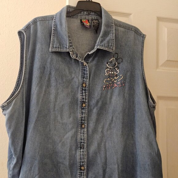 Disney Unlimited Theme Park cotton blue button-up Novelty Mickey Mouse top 26 - Picture 7 of 11